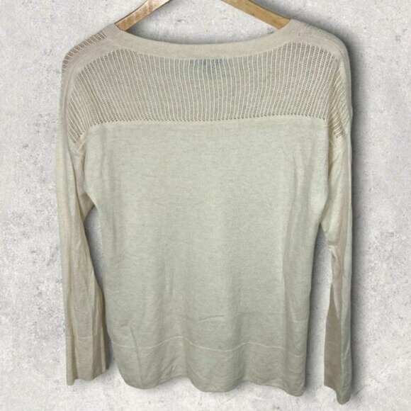 Toad and Co Merino Wool Tencel Knit Sweater Cream Jacinta Crew Neck Size Large L - Picture 3 of 11